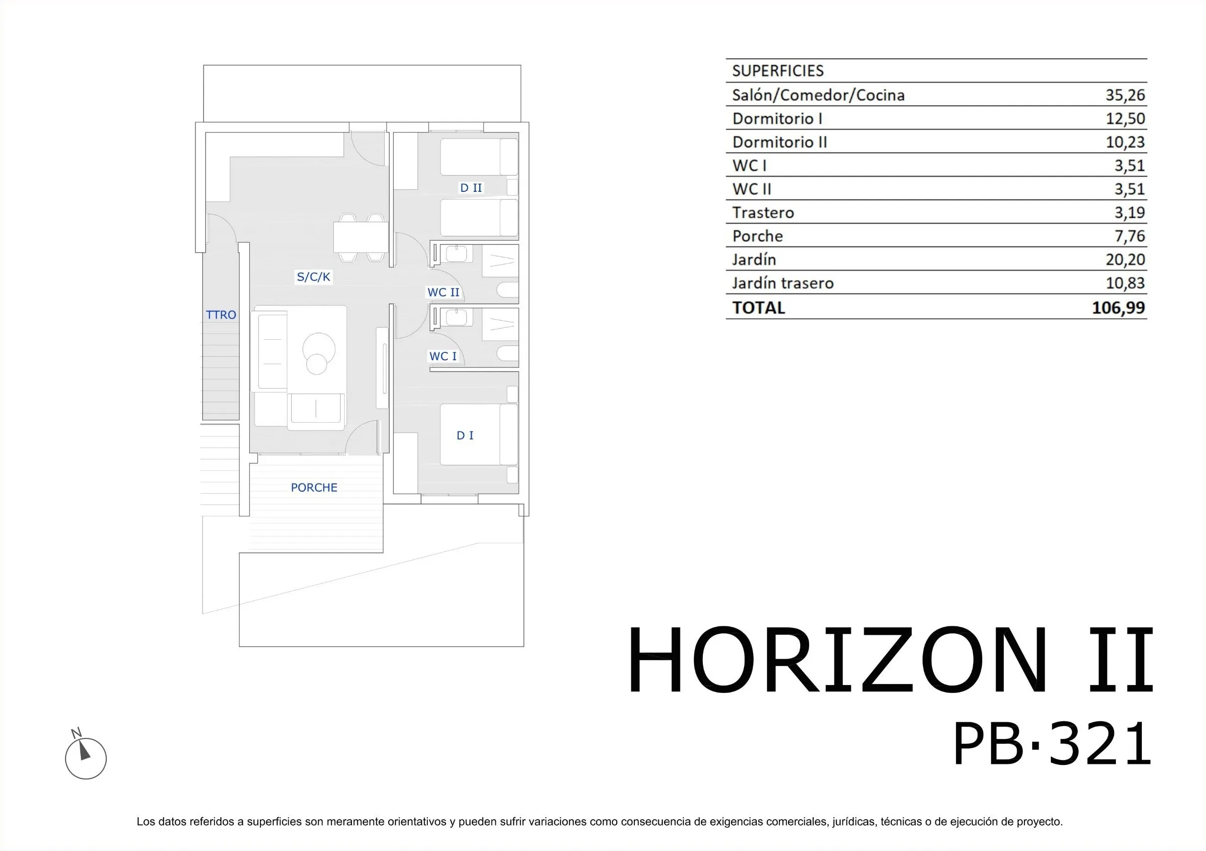 Ground floor · 2 bedrooms floor plan, Horizon Resort II — sheet PB·321