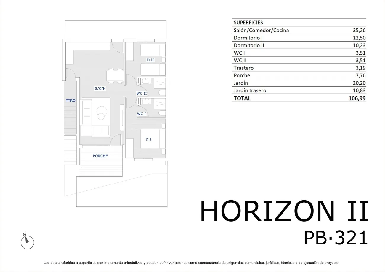 Ground floor · 2 bedrooms floor plan, Horizon Resort II — sheet PB·321