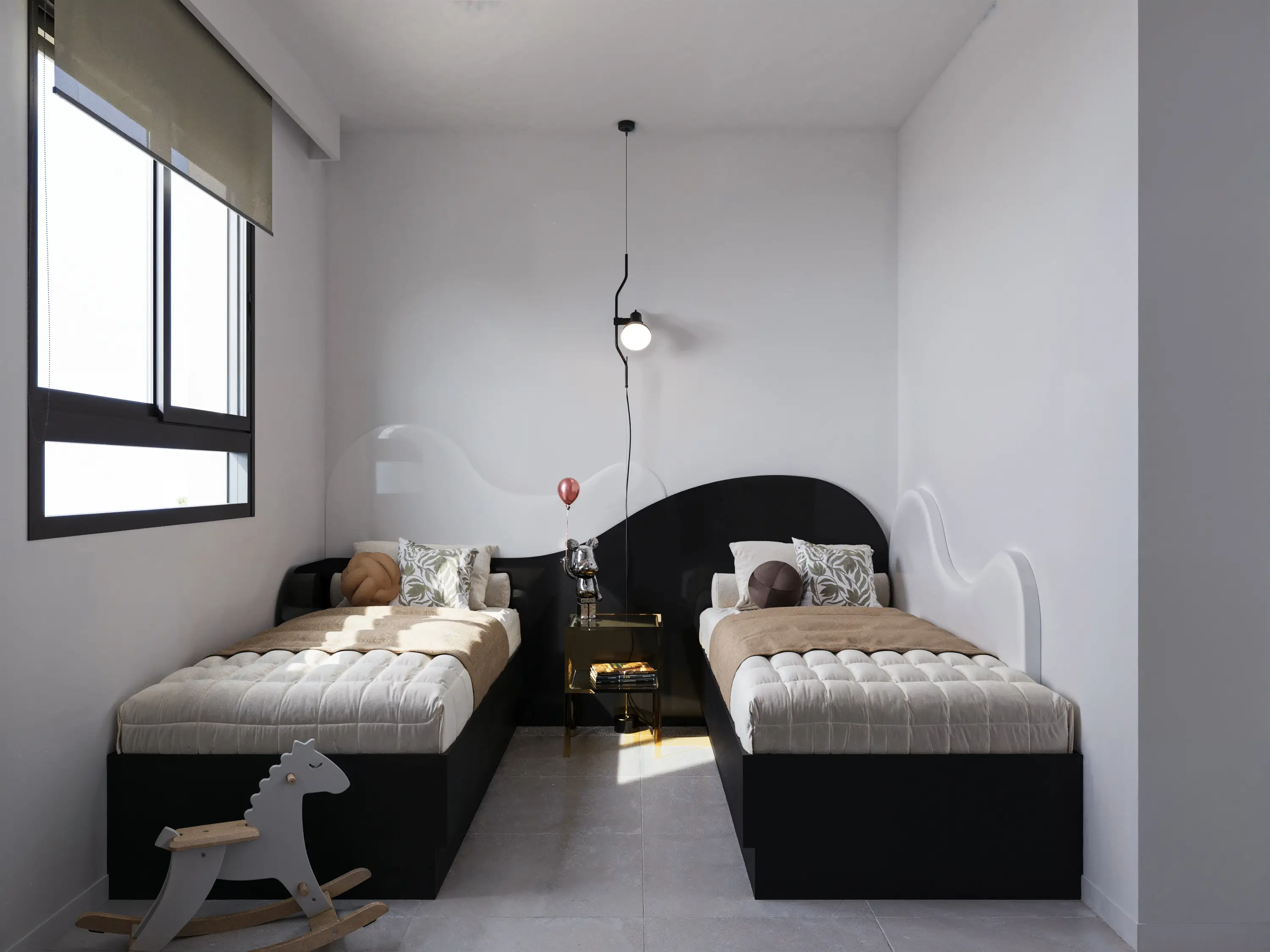 Twin second bedroom with built-in wardrobes
